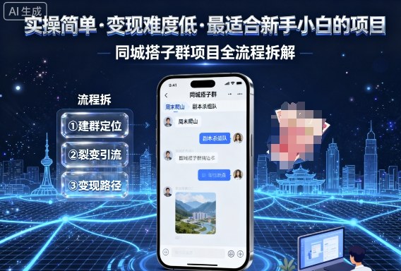 实操简单,变现难度低,最适合新手小白做的项目,每天轻松收入3张,同城搭子群项目全流程拆解-邪修侠