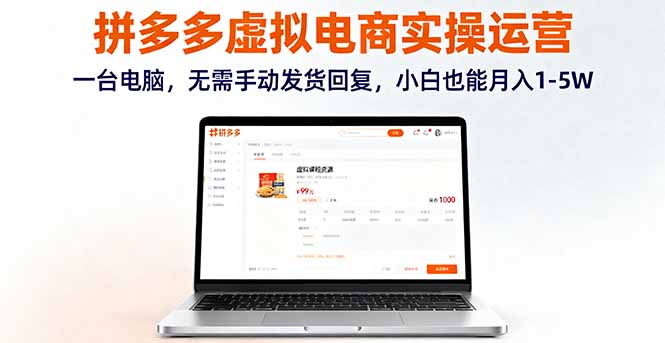 拼多多虚拟电商实操运营,一台电脑,无需手动发货回复,小白也能月入1-5W-邪修侠