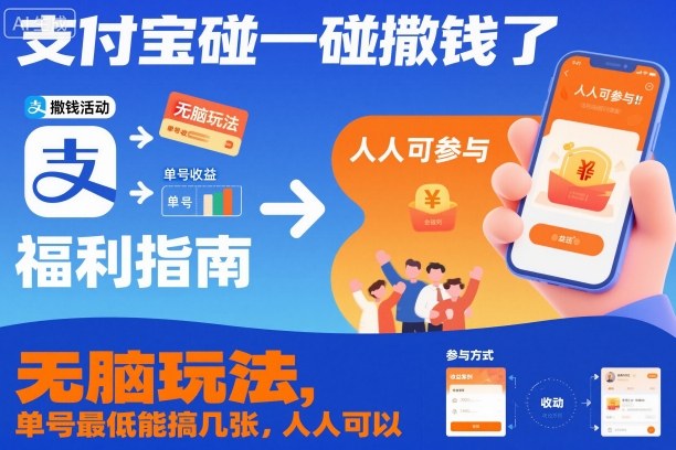 支付宝碰一碰撒钱了,无脑玩法,单号最低能搞几张,人人可以撸【揭秘】-邪修侠