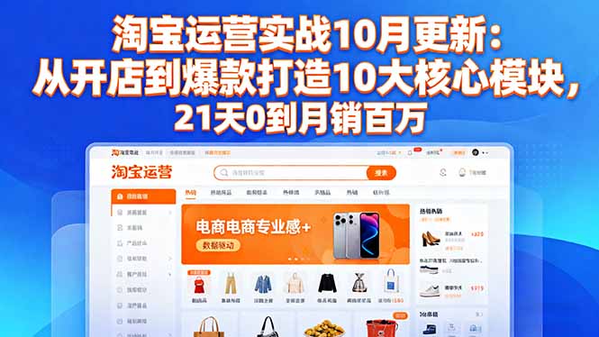 淘宝运营实战10月更新:从开店到爆款打造10大核心模块,21天0到月销百万-邪修侠