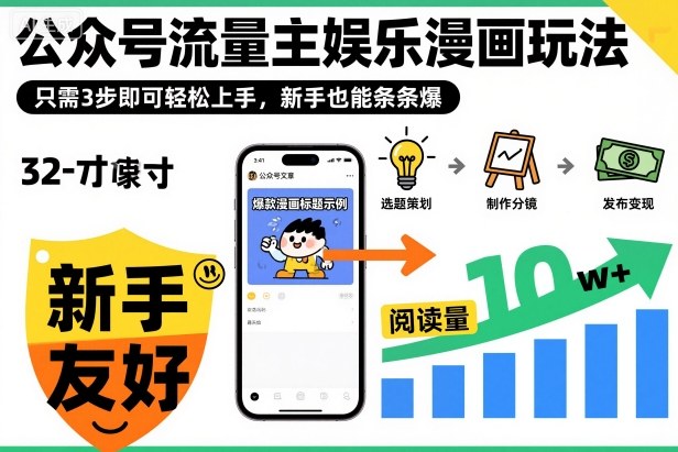 公众号流量主娱乐漫画玩法,只需3步即可轻松上手,新手也能条条爆-邪修侠