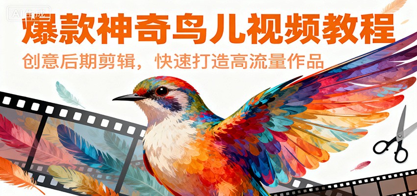 爆款神奇鸟儿视频教程，创意后期剪辑，快速打造高流量作品-邪修侠