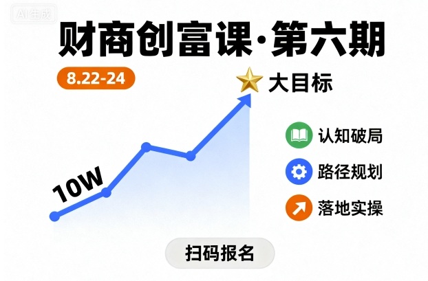 财商创富课第六期8月22-24号,如何从10W起步,一步步实现大目标-邪修侠