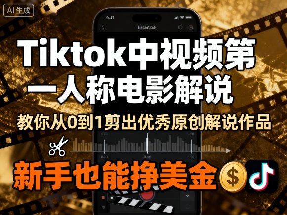 Tiktok中视频第一人称电影解说,教你从0到1剪出一个优秀的原创解说作品,新手也能挣美金-邪修侠
