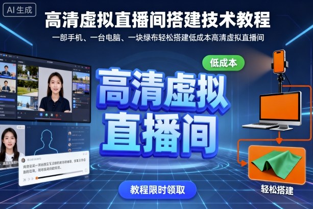 高清虚拟直播间搭建技术教程,一部手机、一台电脑、一块绿布轻松搭建低成本高清虚拟直播间-邪修侠
