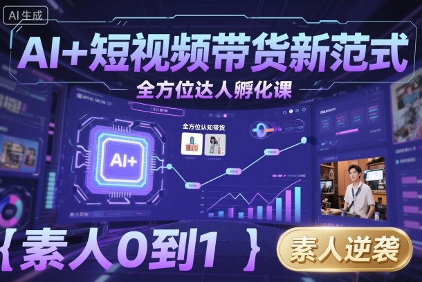 AI+短视频带货新范式全方位达人孵化课,素人也可以从0到1,全方位认知短视频带货-邪修侠