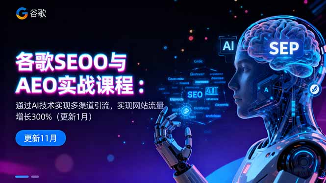 谷歌SEO与AEO实战课程:通过AI技术实现多渠道引流,实现网站流量增长300%-邪修侠