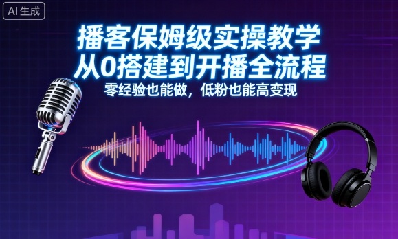 播客保姆级实操教学,从0搭建到开播全流程,零经验也能做,低粉也能高变现-邪修侠