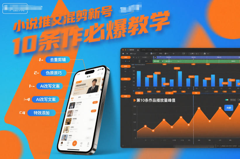 小说推文混剪新号10条必爆教学,伪原创10条作品必爆技巧-邪修侠
