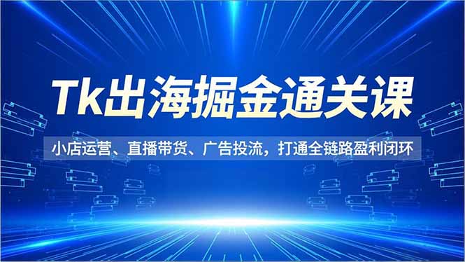 Tk出海掘金通关课,小店运营、直播带货、广告投流,打通全链路盈利闭环-邪修侠