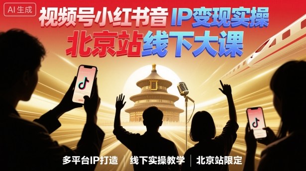 视频号小红书抖音IP变现实操北京站线下大课,40+行业短视频高变现姿势,100+IP高变现实操技术-邪修侠