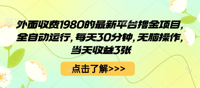 外面收费1980的最新平台撸金项目,全自动运行,每天30分钟,无脑操作,当天收益3张【揭秘】-邪修侠