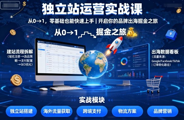 独立站运营实战课,从0到1,零基础也能快速上手,开启你的品牌出海掘金之旅-邪修侠