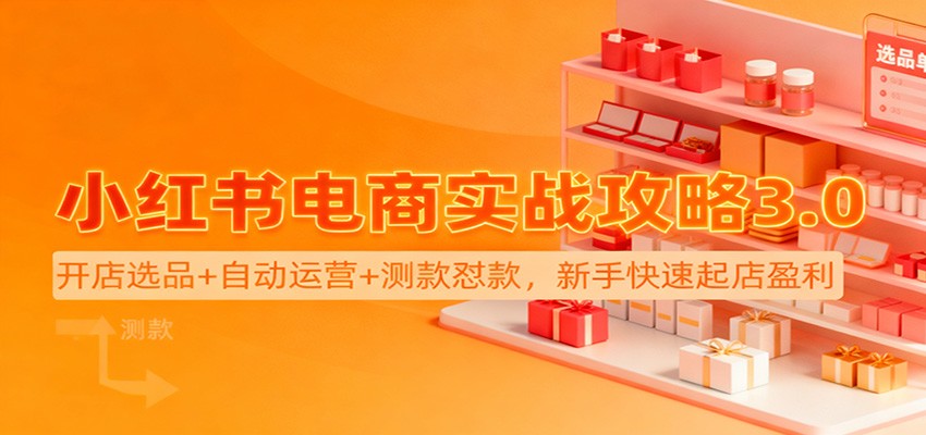 小红书电商实战攻略3.0：开店选品+自动运营+测款怼款，新手快速起店盈利-邪修侠