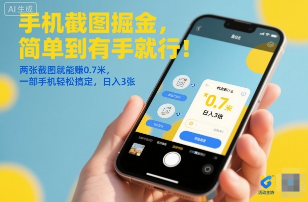 手机截图掘金,简单到有手就行!两张截图就能賺0.7米,一部手机轻松搞定,日入3张【揭秘】-邪修侠