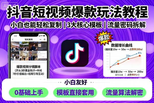抖音短视频爆款玩法教程,小白也能轻松复制-邪修侠