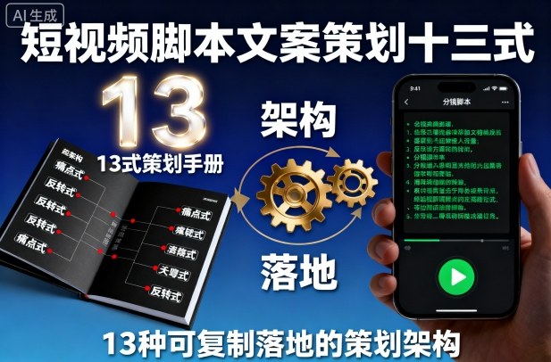短视频脚本文案策划十三式,13种可复制落地的策划架构-邪修侠