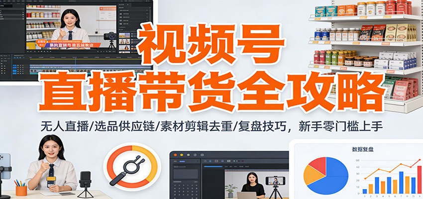 视频号直播带货全攻略：无人直播/选品供应链/素材剪辑去重/复盘技巧，零门槛上手-邪修侠