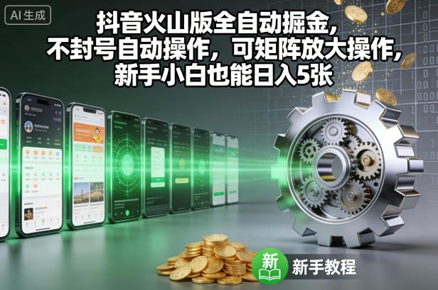 抖音火山版全自动掘金,不封号自动操作,可矩阵放大操作,新手小白也能日入5张【揭秘】-邪修侠