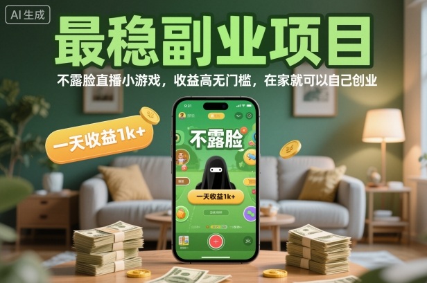 最稳副业项目,不露脸直播小游戏,收益高无门槛,一天收益1k+,在家就可以自己创业【揭秘】-邪修侠
