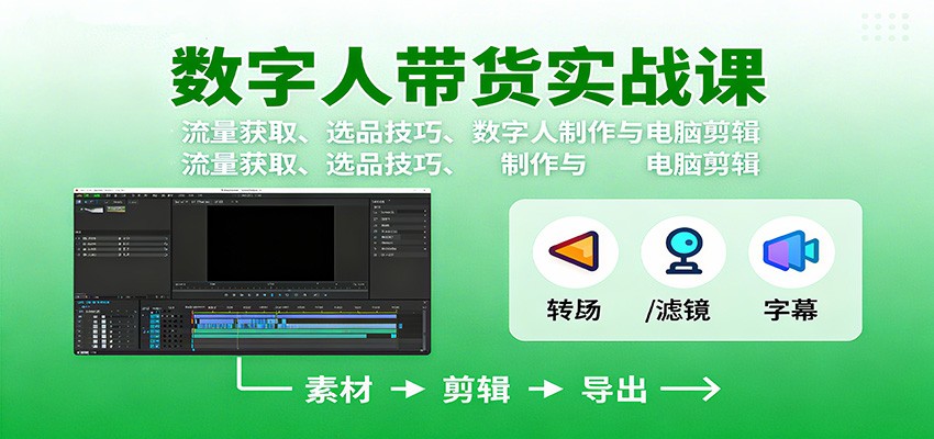 数字人变现实战课:流量获取、选品技巧、数字人制作与电脑剪辑-邪修侠
