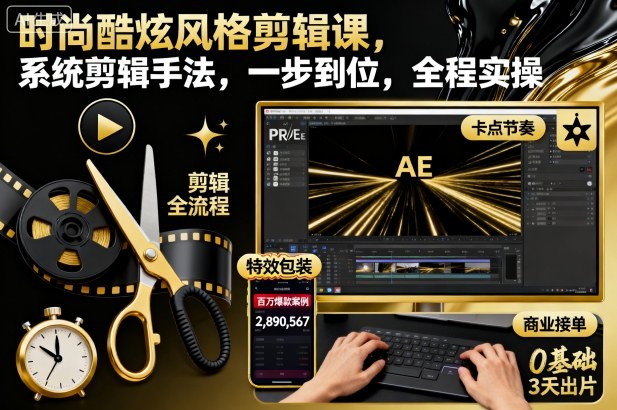 时尚酷炫风格剪辑课,系统剪辑手法,一步到位,全程实操-邪修侠