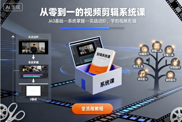 从零到一的视频剪辑系统课,从0基础–系统掌握–实战进阶,学拍视频剪辑-邪修侠