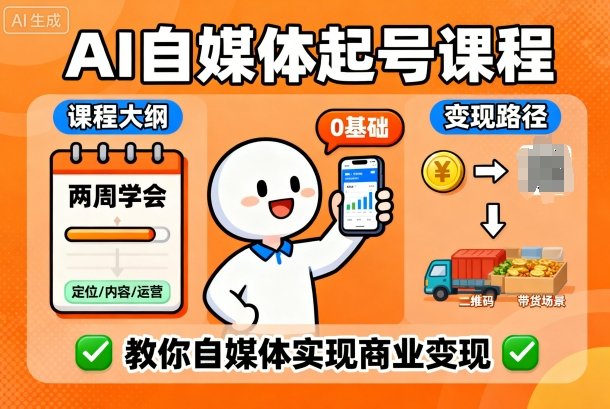 AI自媒体起号课程,0基础小白两周学会,教你自媒体实现商业变现-邪修侠