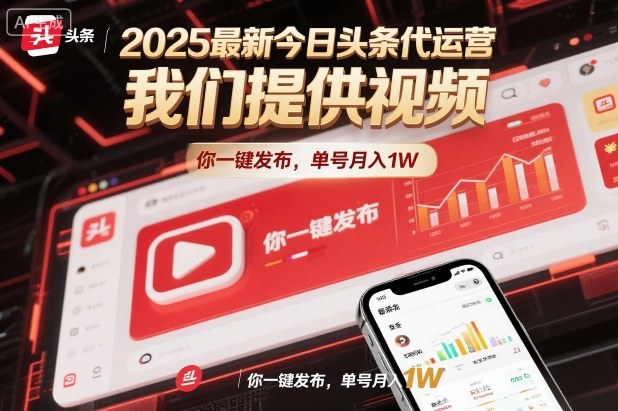 2025最新今日头条代运营,我们提供视频,你一键发布,单号月入1W【揭秘】-邪修侠