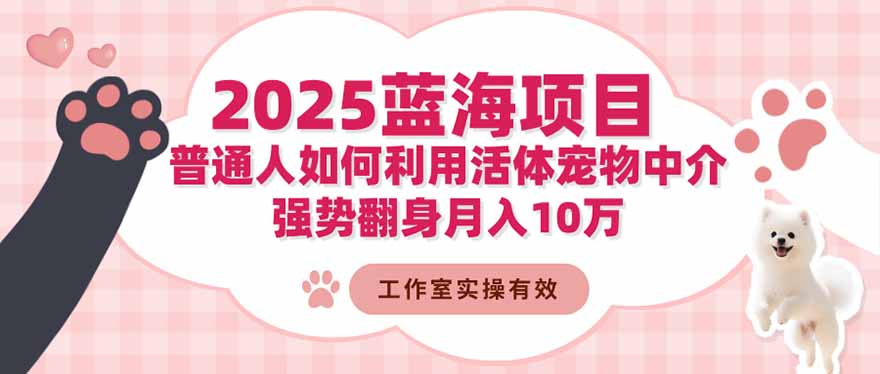 2025蓝海项目:普通人如何利用活体宠物中介,强势翻身月入10万-邪修侠