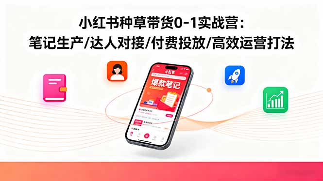小红书种草带货0-1实战营:笔记生产/达人对接/付费投放/高效运营打法-邪修侠