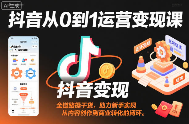 抖音从0到1运营变现课,全链路实操干货,助力新手实现从内容创作到商业转化的闭环-邪修侠
