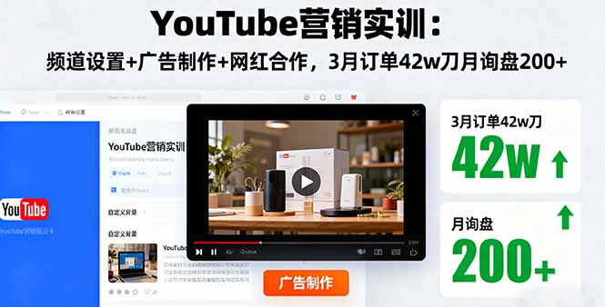 YouTube营销实训:频道设置+广告制作+网红合作,3月订单42w刀月询盘200+-邪修侠