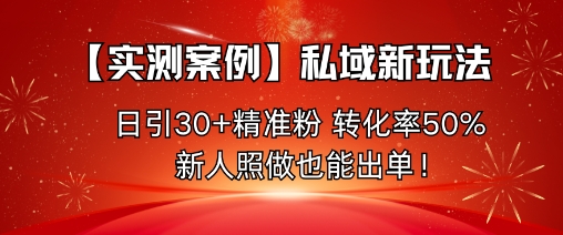 【实测案例】私域新玩法,日引30+精准粉,转化率50%,新人照做也能出单!-邪修侠