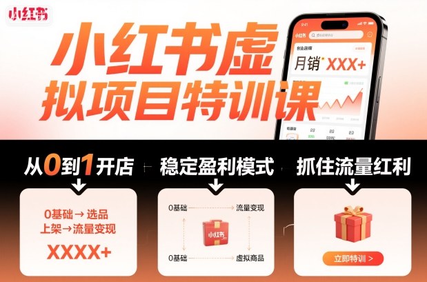小红书虚拟项目特训课,帮你从0到1打造稳定盈利的店铺,抓住流量红利(更新9月)-邪修侠