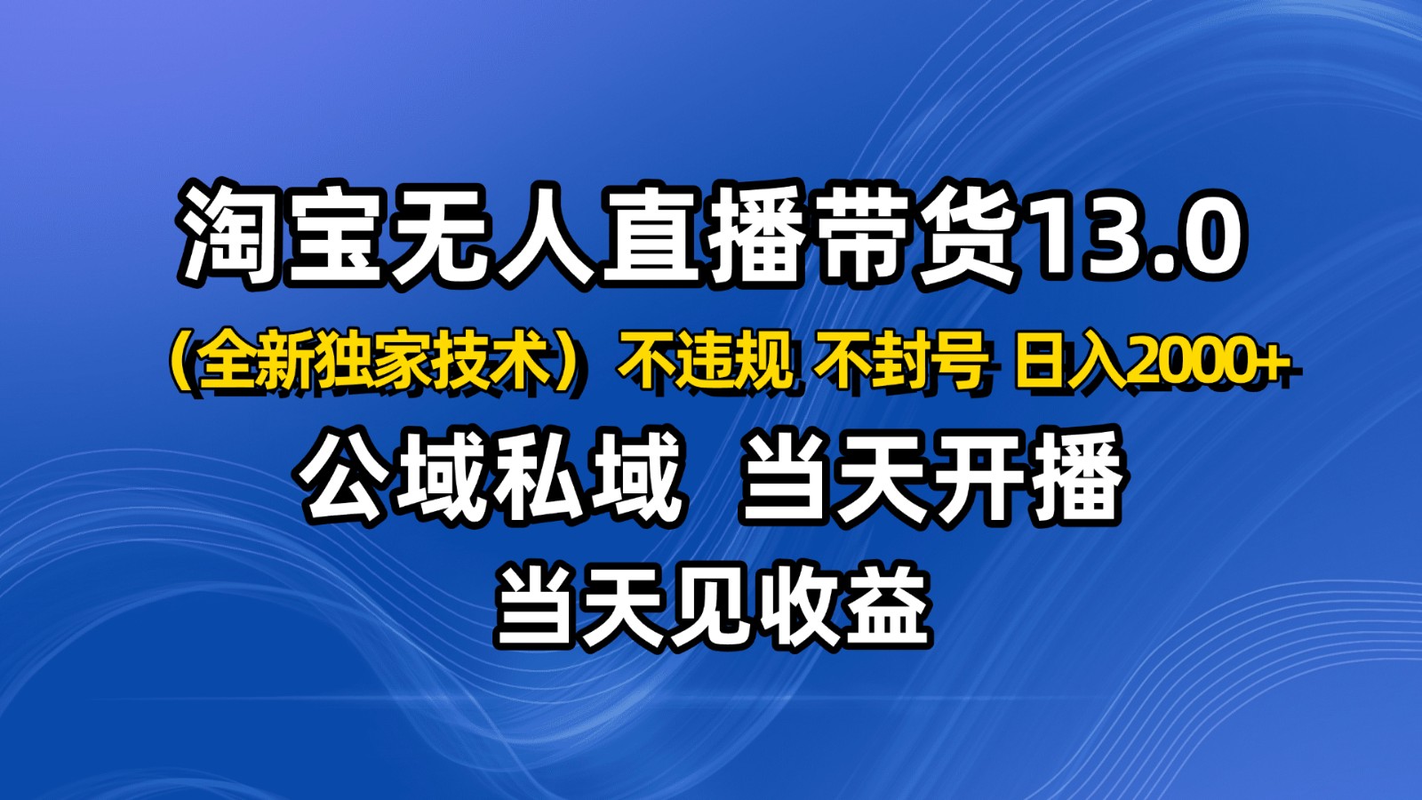 淘宝无人直播13.0,公域私域技术,不封号,不违规 布局下半年旺季赛道,日入2000+-邪修侠