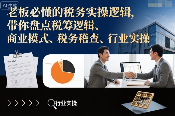 老板必懂的税务实操逻辑,带你盘点税筹逻辑、商业模式、税务稽查、行业实操-邪修侠
