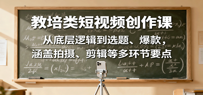 教培类短视频创作课:从底层逻辑到选题、爆款,涵盖拍摄、剪辑等多环节要点-邪修侠
