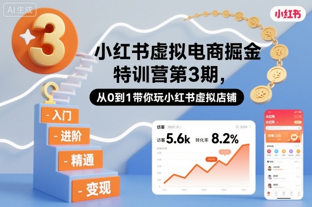小红书虚拟电商掘金特训营第3期,从0到1带你玩小红书虚拟店铺-邪修侠