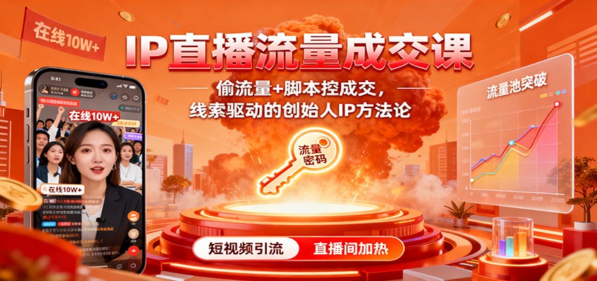 IP直播流量成交课:偷流量+脚本控成交,线索驱动的创始人IP方法论-邪修侠