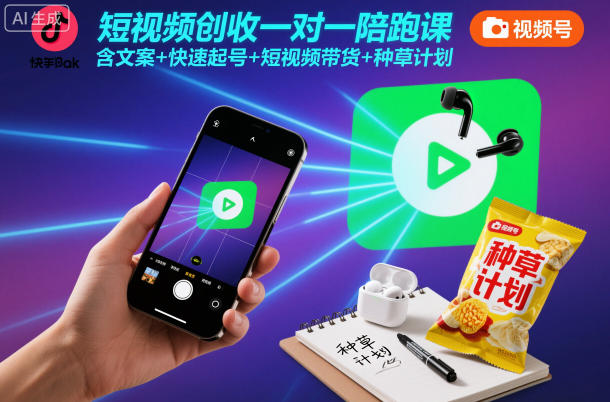 短视频创收一对一陪跑课,含文案+快速起号+短视频带货+种草计划-邪修侠