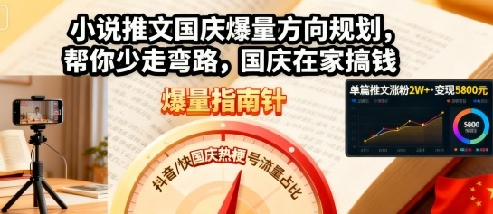 小说推文国庆爆量方向规划,帮你少走弯路,国庆在家搞钱-邪修侠