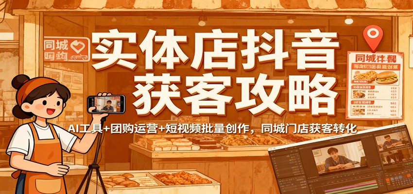 实体店抖音获客攻略:AI工具+团购运营+短视频批量创作,同城门店获客转化-邪修侠
