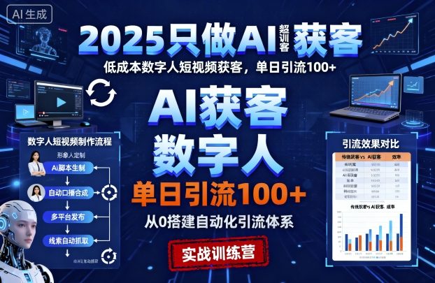 2025只做AI获客,AI超级获客实训营,低成本数字人短视频获客,单日引流100+-邪修侠