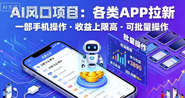 AI风口项目,各类APP拉新,一部手机就可以操作,收益上限高,可批量操作-邪修侠