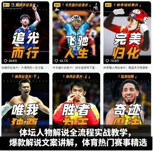 体坛人物解说全流程实战教学,爆款解说文案讲解,体育热门赛事精选-邪修侠