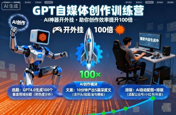 GPT自媒体创作训练营:AI神器开外挂,助你创作效率提升100倍-邪修侠