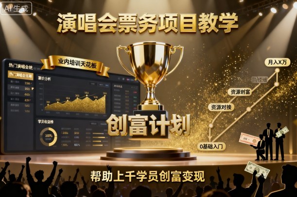 演唱会票务项目教学,业内培训天花板,帮助上千学员创富变现-邪修侠