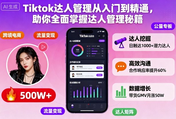 Tiktok达人管理从入门到精通,助你全面掌握达人管理秘籍-邪修侠