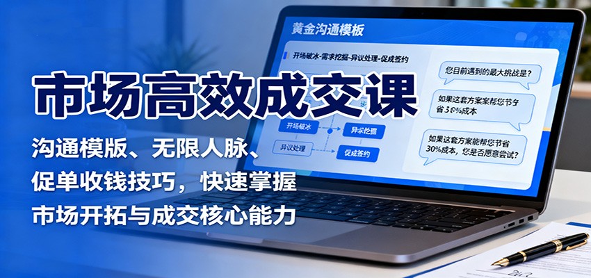 市场高效成交课:沟通模版、无限人脉、促单收钱技巧,快速掌握市场开拓与成交核心能力-邪修侠